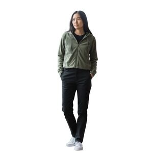 Athleta Olive Green Zip Hoodie with Black Layering Tee